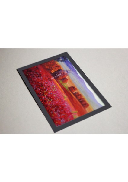Ahşap Kendinden Çerçeveli Tablo -Doğanın Ateşi, Yağlı Boya Kızıl Zinya, Standart - 20X28CM