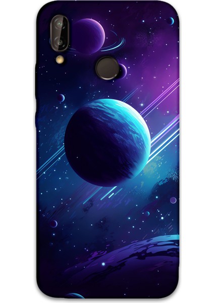 Huawei P20 Lite Uyumlu Uzay Desenli Telefon Kılıfı + Ekran Koruyucu - 5866
