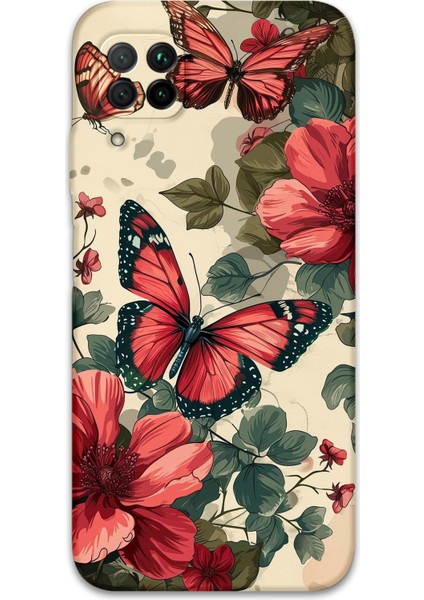 Huawei P40 Lite Uyumlu Kelebek Desenli Telefon Kılıfı + Ekran Koruyucu - 5795