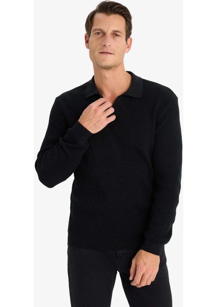 Standart Fit Polo Yaka Triko Kazak E6752AX24WN fırsatları