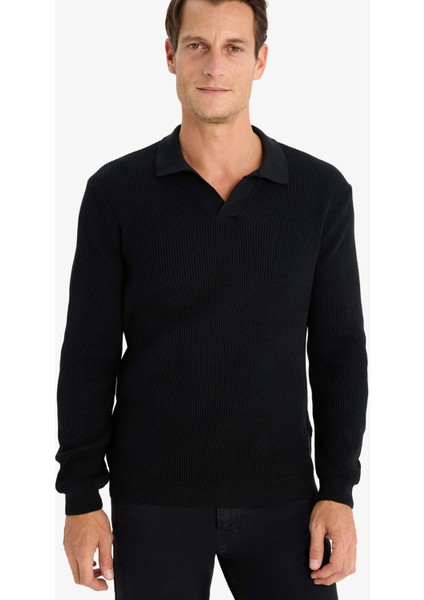 Standart Fit Polo Yaka Triko Kazak E6752AX24WN indirimleri