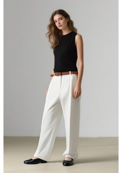 Carrot Fit Gabardin Kumaş Pantolon Kemerli Yüksek Bel Kısa Paça D2732AX25SP