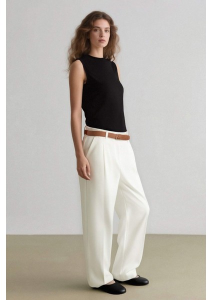 Carrot Fit Gabardin Kumaş Pantolon Kemerli Yüksek Bel Kısa Paça D2732AX25SP