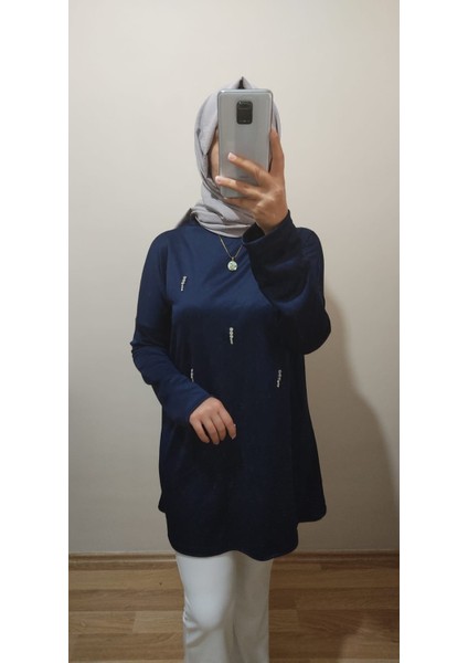 Taş Işleme Detaylı Scuba Oyşo Kumaş Sezen Tunik Kadın Tesettür Giyim ST2196 modelleri