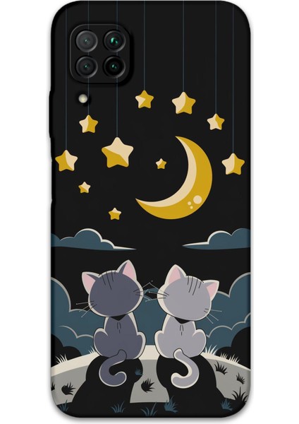 Huawei P40 Lite Uyumlu Kedi Desenli Telefon Kılıfı + Ekran Koruyucu - 5809