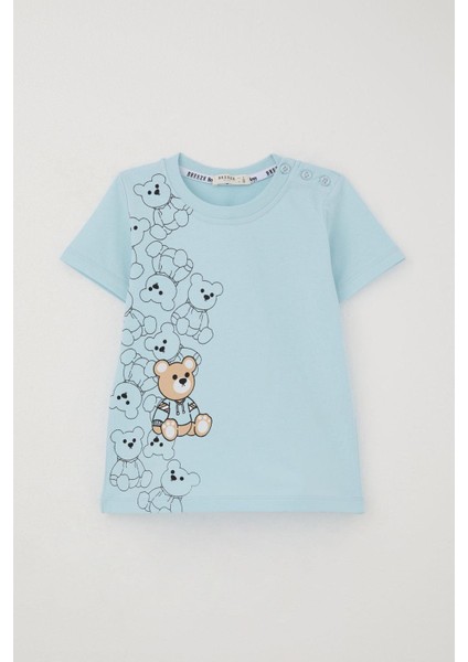 Erkek Bebek Şortlu Takım Oyuncak Bebek Ayıcık Baskılı 9 Ay-3 Yaş, Açık Mavi fiyatları