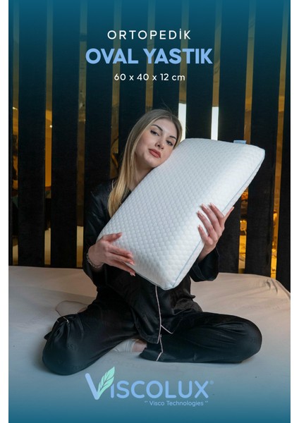 Oval Sabun Ortopedik Visco Yastık - Omurga Ağrısı Boyun Düzleşmesi Önleyici 60X40X15 Mavi