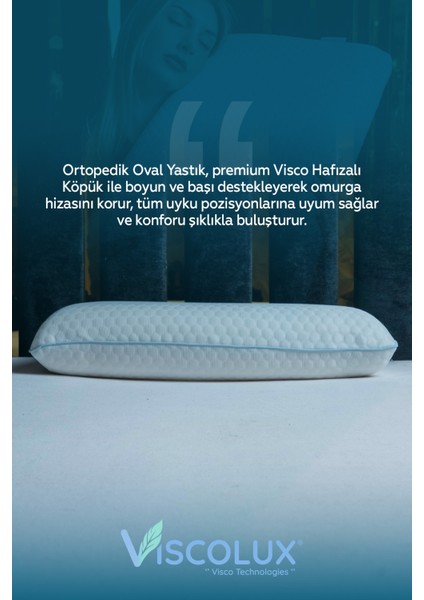 Oval Sabun Ortopedik Visco Yastık - Omurga Ağrısı Boyun Düzleşmesi Önleyici 60X40X15 Mavi fiyatları