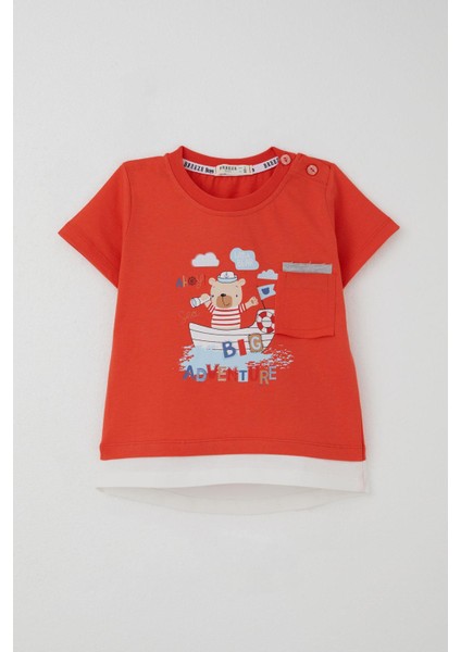 Erkek Bebek Şortlu Takım Sevimli Kaptan Ayıcık Baskılı Cep Detaylı 9 Ay-3 Yaş, Narçiçeği fiyatları