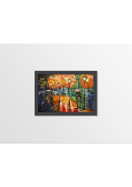 Ahşap Kendinden Çerçeveli Tablo - Afremov - Aşk Yolu Yağlı Tablo, Standart - 20X28CM