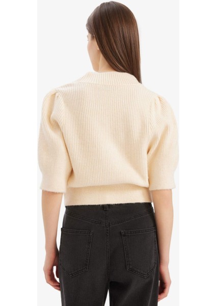 Fitted V Yaka Düğmeli Kısa Kollu Triko Hırka E6906AX25SP indirimleri