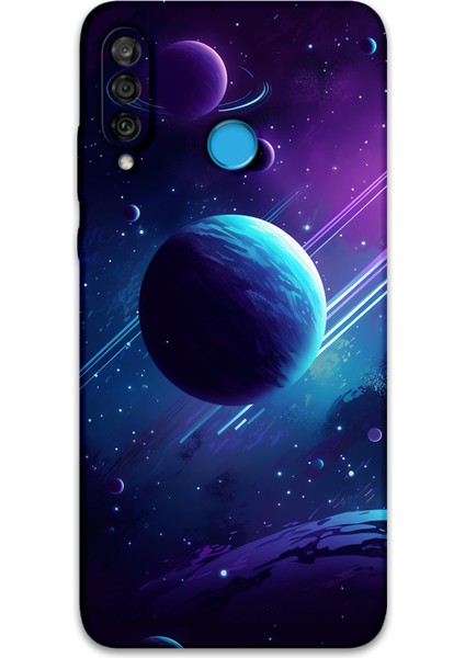 Huawei P30 Lite Uyumlu Uzay Desenli Telefon Kılıfı + Ekran Koruyucu - 5866