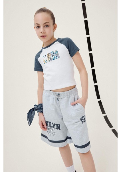 Kız Çocuk Beli Lastikli Baskılı Şort fiyatları