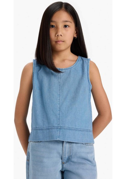 Kız Çocuk Kolsuz Jean Bluz E6194A825SM modelleri