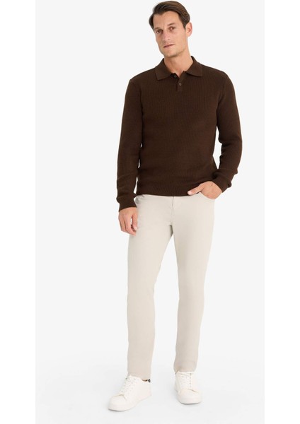 Standart Fit Polo Yaka Triko Kazak D3589AX24WN fiyatları