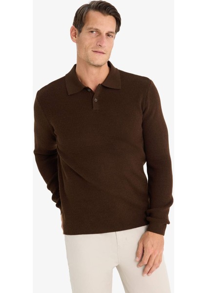 Standart Fit Polo Yaka Triko Kazak D3589AX24WN fırsatları