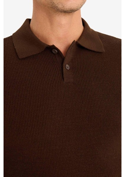 Standart Fit Polo Yaka Triko Kazak D3589AX24WN indirimleri