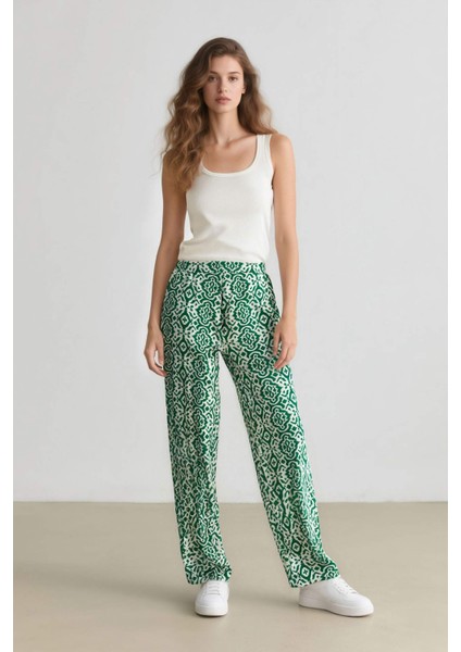 Regular Fit Geniş Bol Paça Desenli Palazzo Pantolon D4631AX25SP
