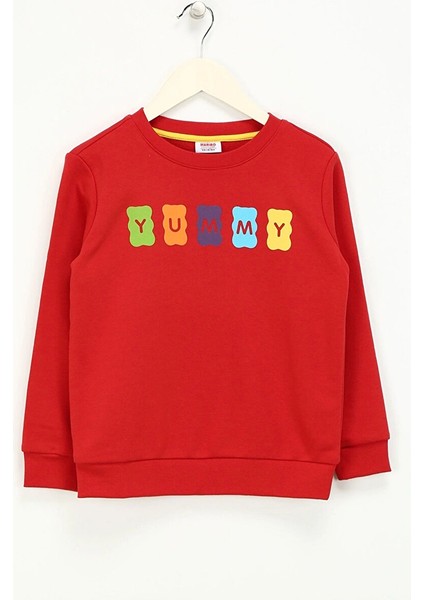 Haribo Kırmızı Kız Çocuk Bisiklet Yaka Sweatshirt HRBTXT309 fiyatları