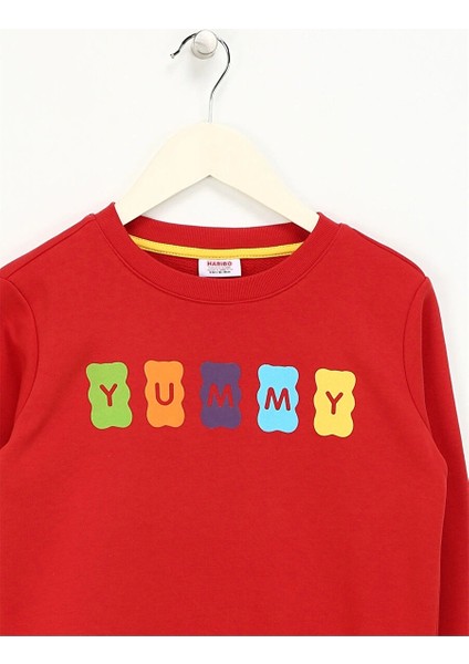 Haribo Kırmızı Kız Çocuk Bisiklet Yaka Sweatshirt HRBTXT309 fırsatları