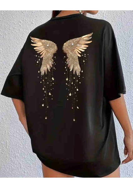 Kanat Temalı Özel Tasarım Oversize Tshirt