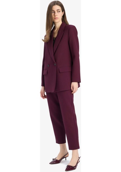 Carrot Fit Crop Klasik Kumaş Pantolon Fermuarlı Yüksek Bel Basic Düz Dar Paça C2466AX25SP