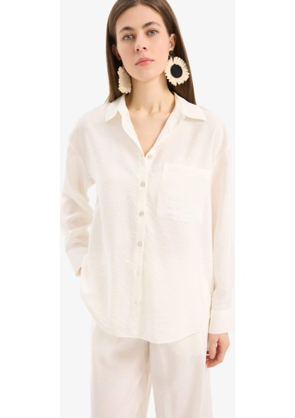 Regular Fit Plaj Gömleği-Fall in Love E1167AX25SM fırsatları