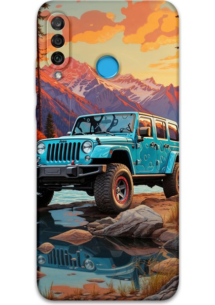 Huawei P30 Lite Uyumlu Araba Desenli Telefon Kılıfı + Ekran Koruyucu - 5758