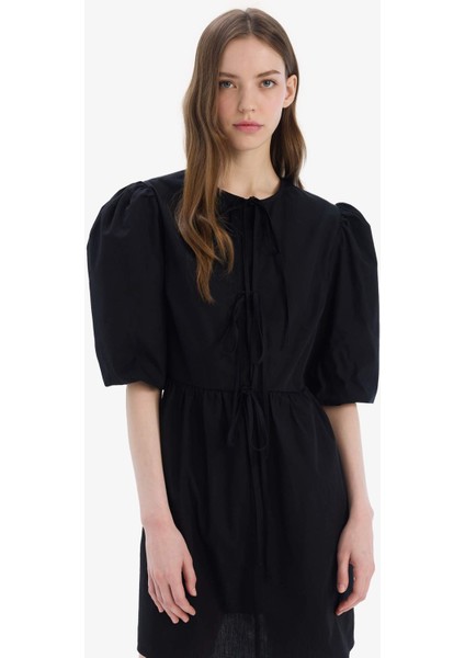 A Kesim Bisiklet Yaka Bağcıklı Poplin Kısa Kollu Midi Abiye Elbise E7332AX25SP indirimleri