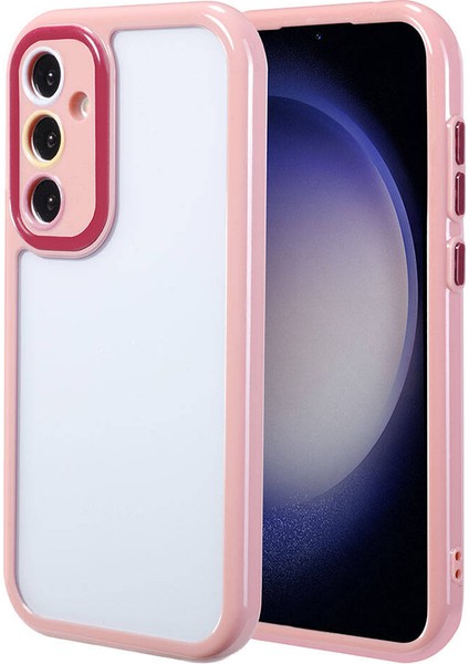 Galaxy S23 Kılıf Kamera Korumalı Renkli Kenar ve Çerçeve Tasarımlı Joec Vitamin Kapak-Mürdüm