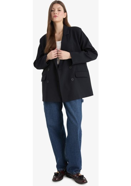 Oversize Geniş Kalıp Basic Düz Blazer Ceket C2575AX25SP