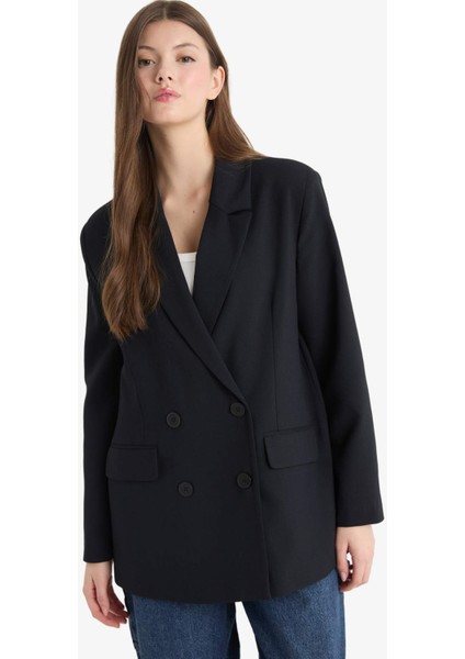 Oversize Geniş Kalıp Basic Düz Blazer Ceket C2575AX25SP
