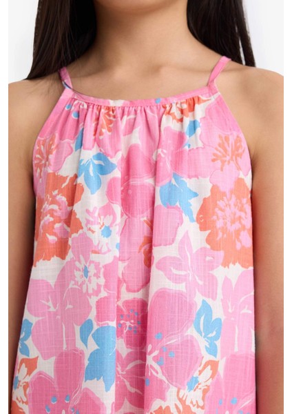 Kız Çocuk Desenli Viskon Askılı Yazlık Elbise E7367A825SM indirimleri