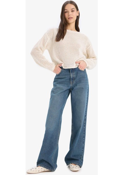 Regular Fit Bisiklet Yaka Kroşe Triko Kazak T4513AZ25SP fiyatları