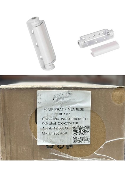 Pvc Pimapen Kapı Pencere Pratik Çelik Menteşe 80MM Beyaz (200 Adet-1 Koli)