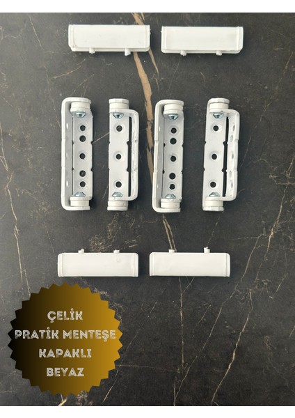 Pvc Pimapen Kapı Pencere Pratik Çelik Menteşe 80MM Beyaz (200 Adet-1 Koli)