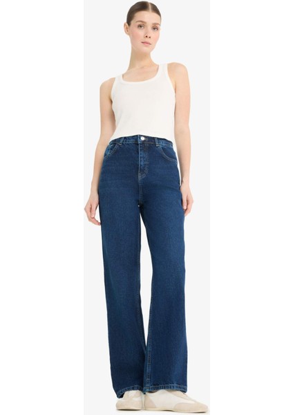 90's Wide Leg Yüksek Bel Uzun Jean Yıkamalı Pantolon E4269AX25SP