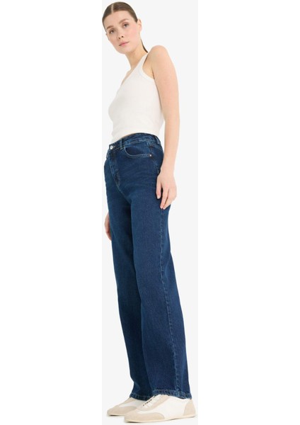 90's Wide Leg Yüksek Bel Uzun Jean Yıkamalı Pantolon E4269AX25SP