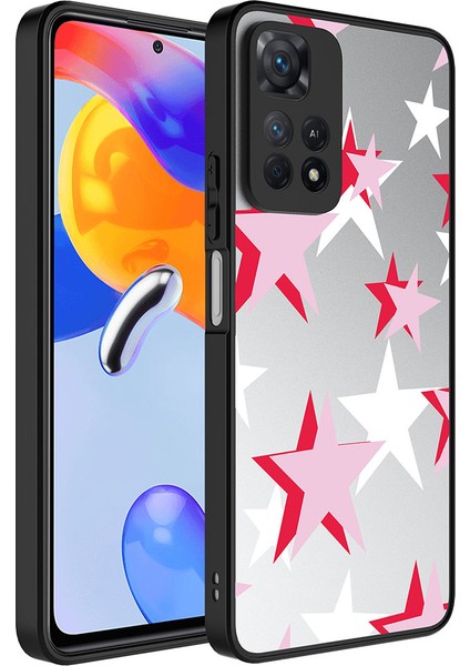 Xiaomi Redmi Note 11 Pro 5g Kılıf Aynalı Desenli Kamera Korumalı Parlak Joec Mirror Kapak-Yıldız