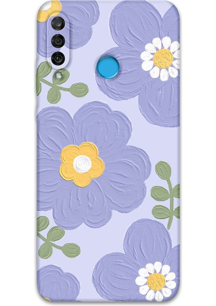 Huawei P30 Lite Uyumlu Çiçek Desenli Telefon Kılıfı + Ekran Koruyucu - 5799
