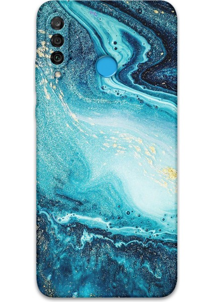 Huawei P30 Lite Uyumlu Mermer Desenli Telefon Kılıfı + Ekran Koruyucu - 5818