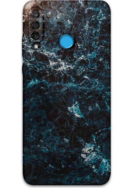 Huawei P30 Lite Uyumlu Mermer Desenli Telefon Kılıfı + Ekran Koruyucu - 5819