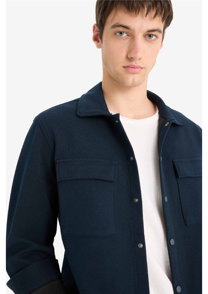 Regular Fit Çift Cepli Twill Uzun Kollu Gömlek E7689AX25SP