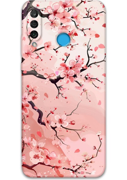 Huawei P30 Lite Uyumlu Çiçek Desenli Telefon Kılıfı + Ekran Koruyucu - 5805