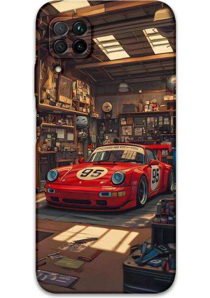 Huawei P40 Lite Uyumlu Araba Desenli Telefon Kılıfı + Ekran Koruyucu - 5759