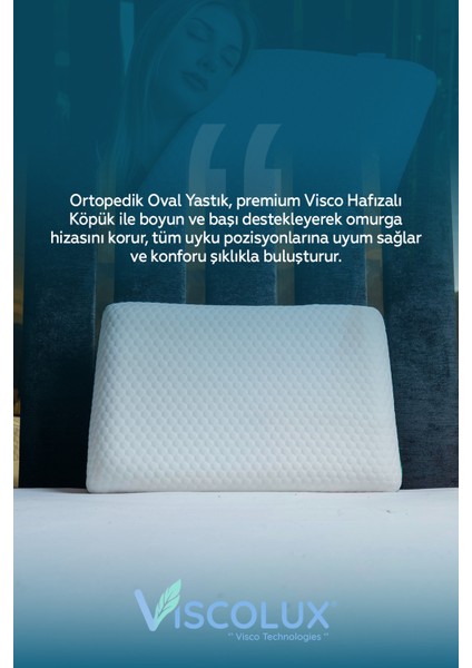 Oval Sabun Ortopedik Visco Yastık - %100 Visco Boyun Düzleşmesi Önleyici 60X40X15 Pembe