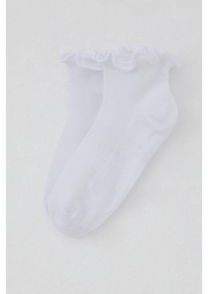 Kız Çocuk Soket Çorap Bilek Kısmı Lastik Fırfırlı 9-14 Yaş, Beyaz