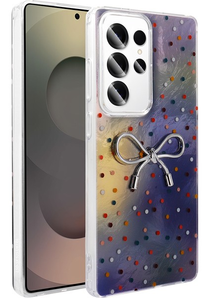 Galaxy S24 Ultra Kılıf Kamera Korumalı Figürlü Joec Ponti Silikon Kapak - Lila