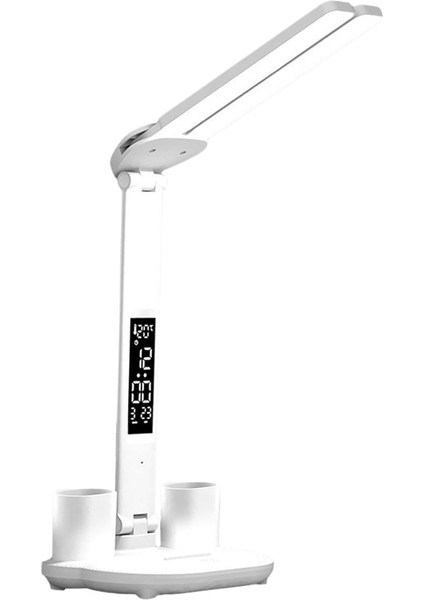Fonksiyonel Şarjlı LED Masa Lambası,saat,termometre,takvim,kalemlik,telefon Tutucu,5in1