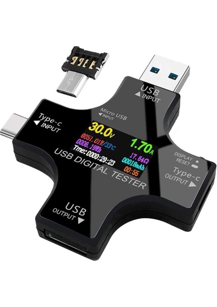 Powermaster PM-26611 USB Type-C Tester Voltmetre Ampermetre Akım Göstergesi Multimetre Test Cihazı Ölçer Otg Destekli